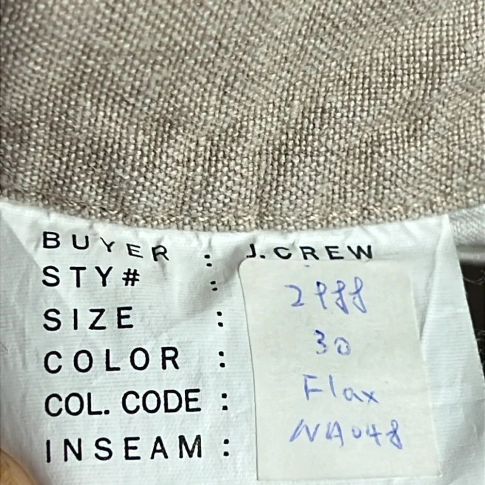 J. Crew Men's Flax Flat Front Shorts 30 Oarsman Sample Linen One of a Kind‎ Rare